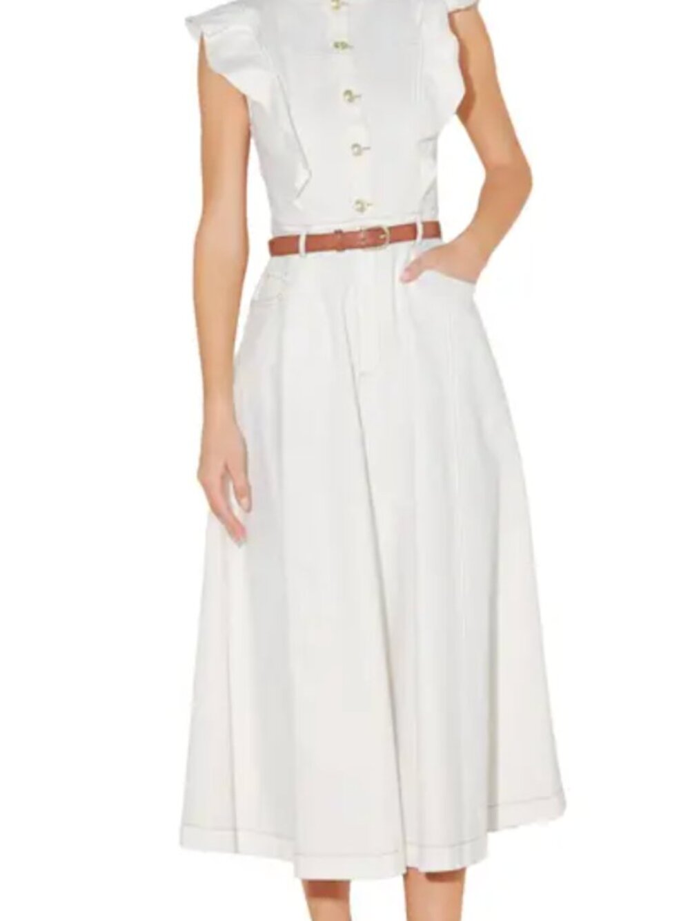 Kamperett  Crew Neck Midi Length Dress Medium ivory NO Pockets $795